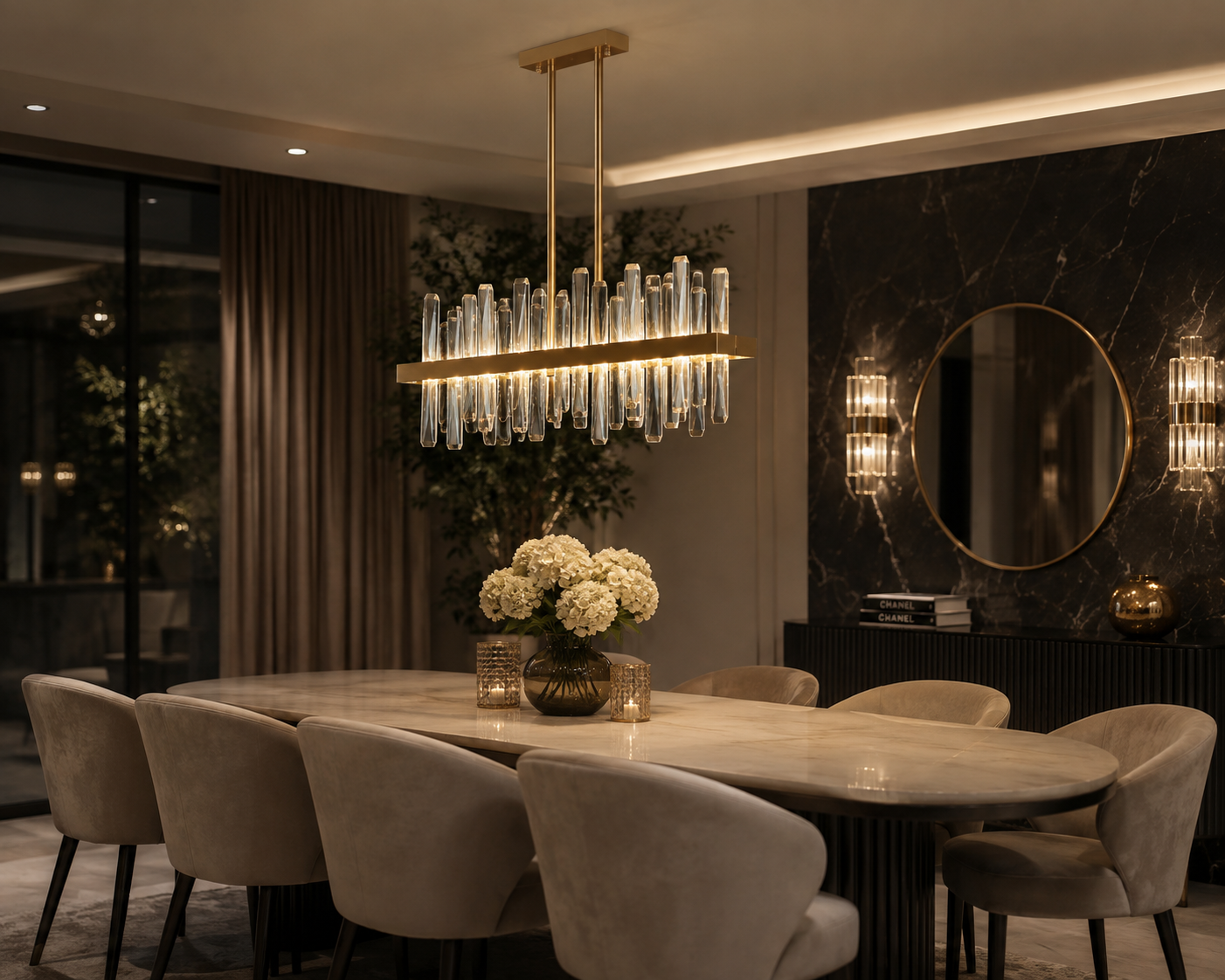 Hanglamp Altona  - Recht | goud - L100 x B20 cm