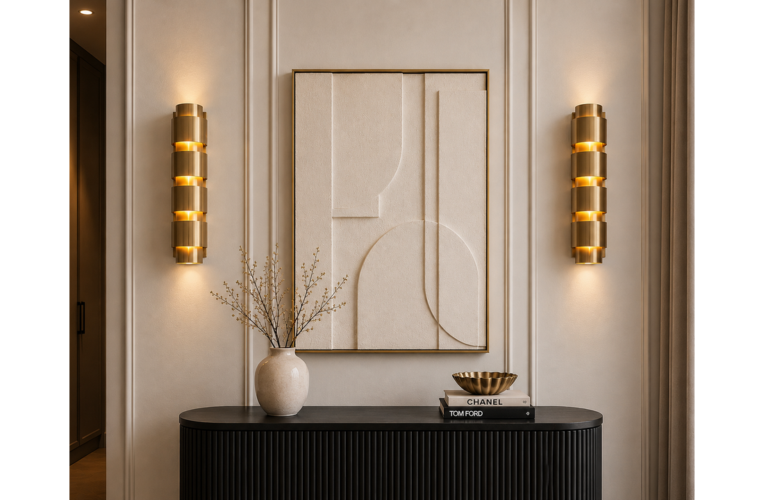 Wandlamp Pisa Grande - Brushed Gold - Ø12 x H55 cm