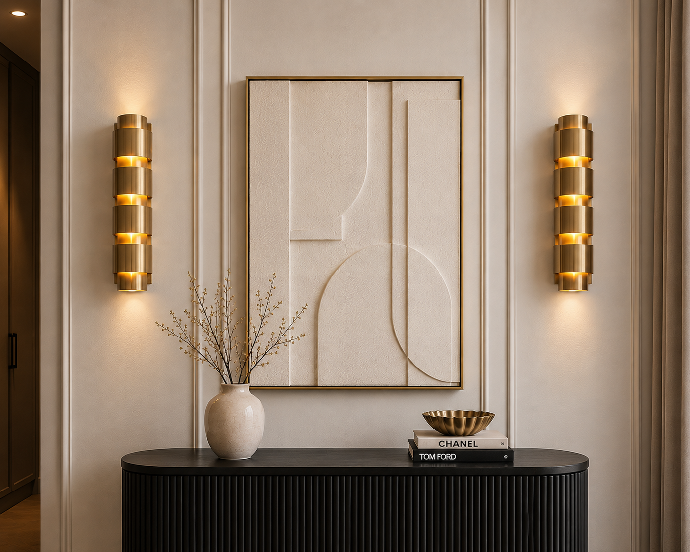 Wandlamp Pisa Grande - Brushed Gold - Ø12 x H55 cm