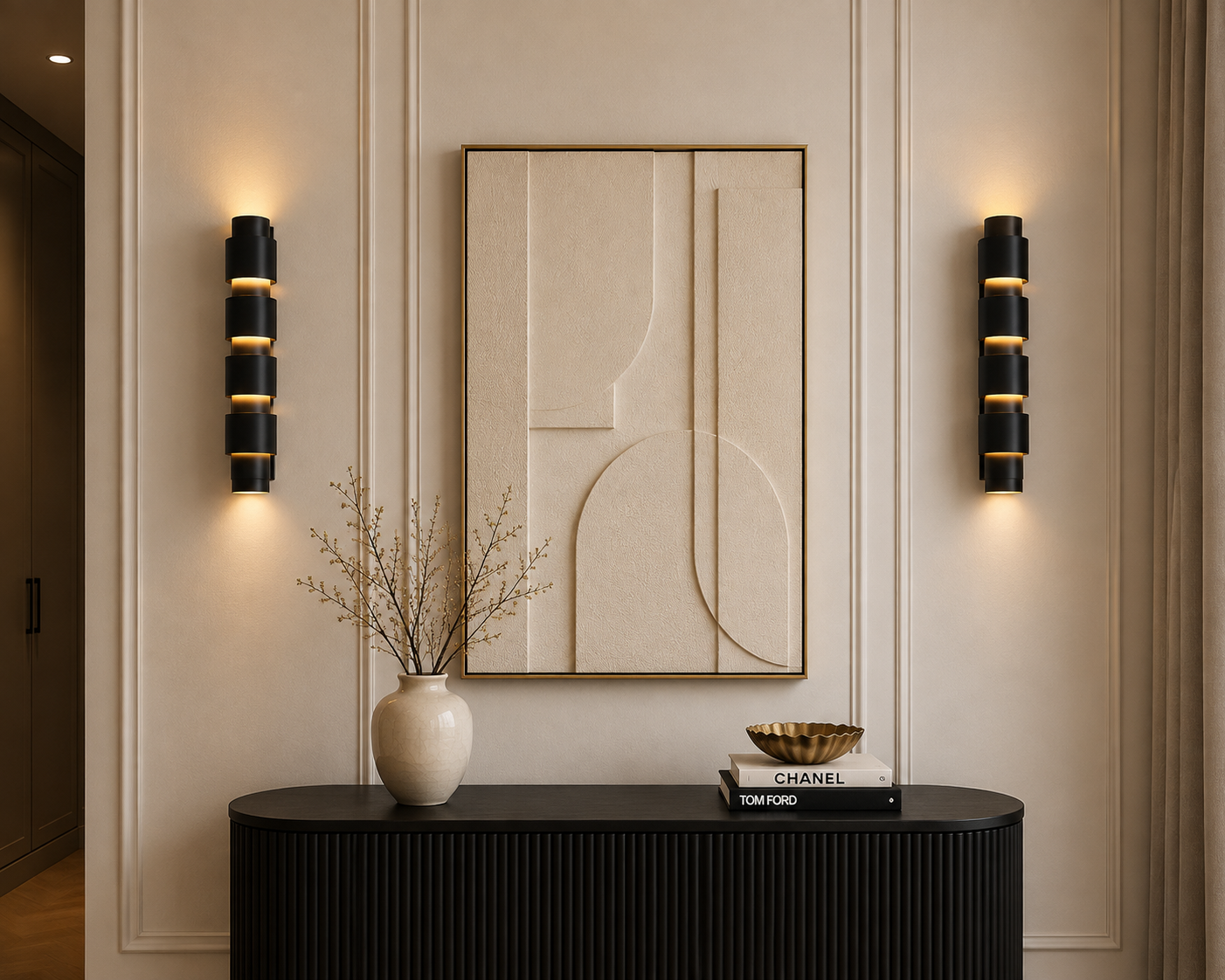 Wandlamp Pisa Grande - Zwart - Ø12 x H55 cm