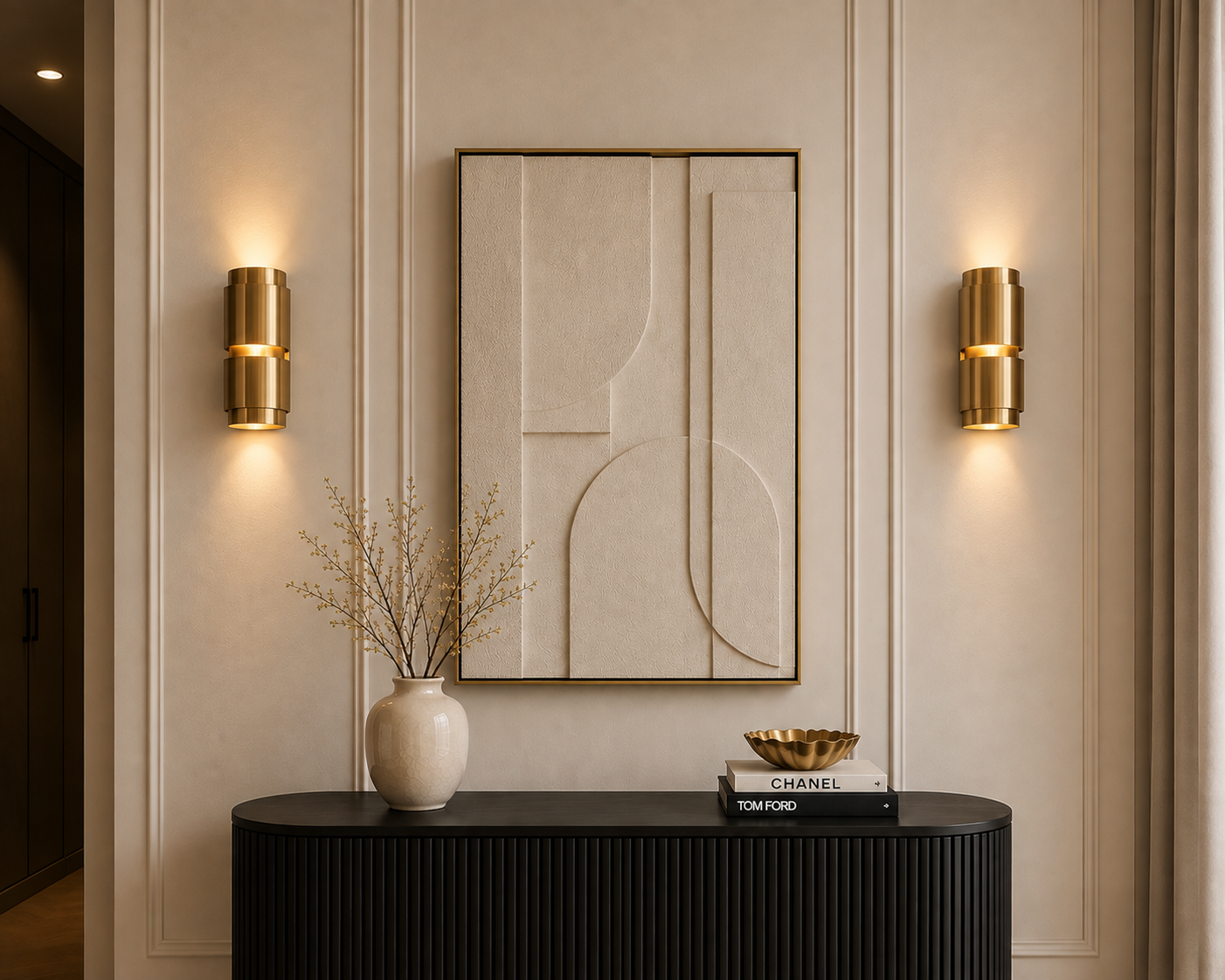 Wandlamp Pisa Mini - Brushed Gold - Ø12 x H30 cm