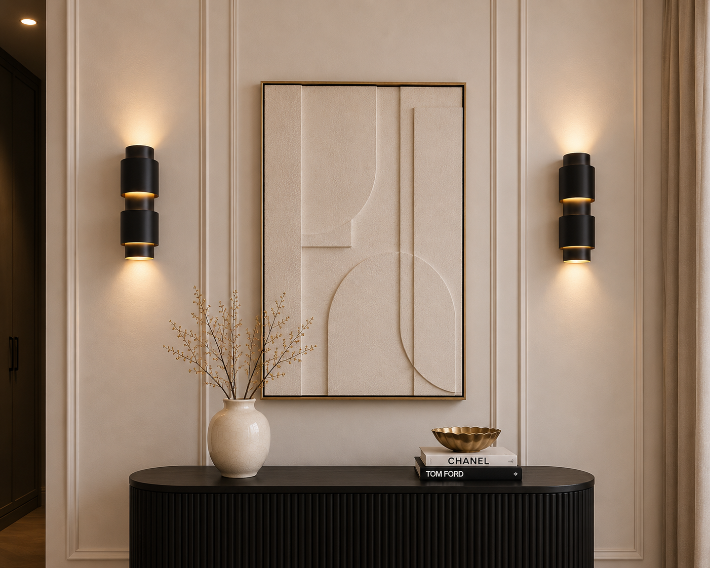 Wandlamp Pisa Mini - Zwart - Ø12 x H30 cm