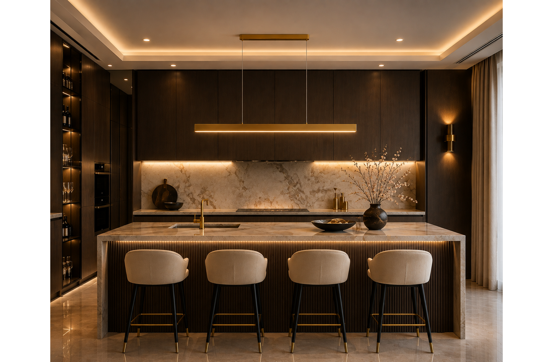 Hanglamp Vicenza - Recht | Goud - L120 cm