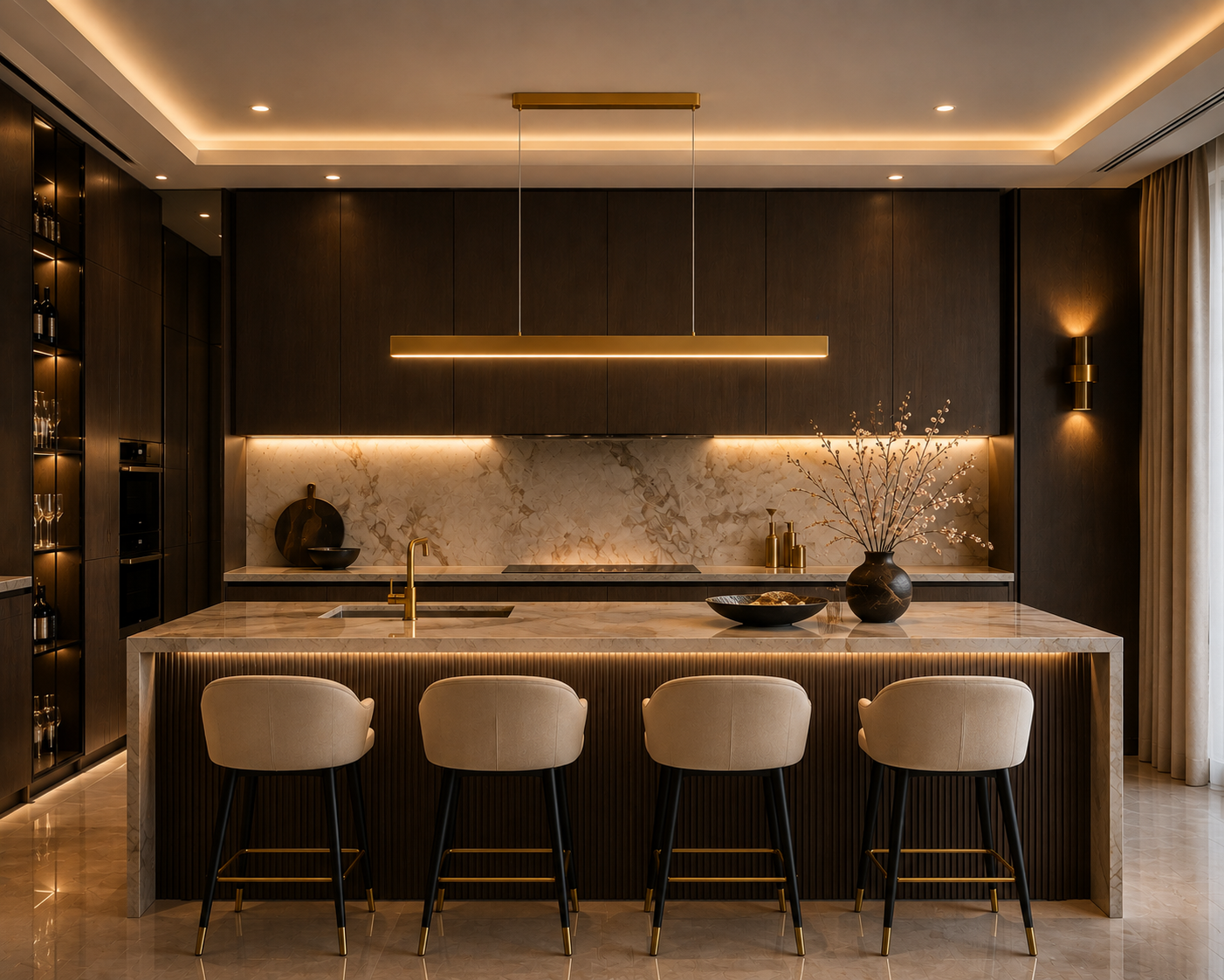 Hanglamp Vicenza - Recht | Goud - L120 cm
