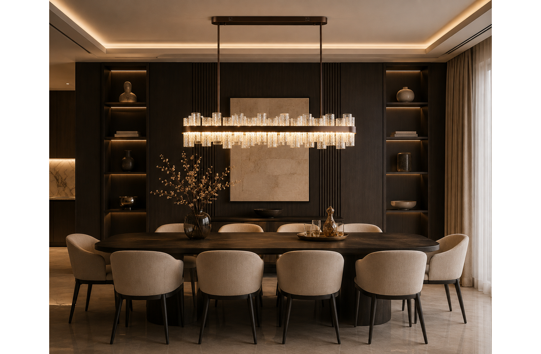 Hanglamp Bogarra - L100 cm - bruin - geïntegreerde LED-verlichting