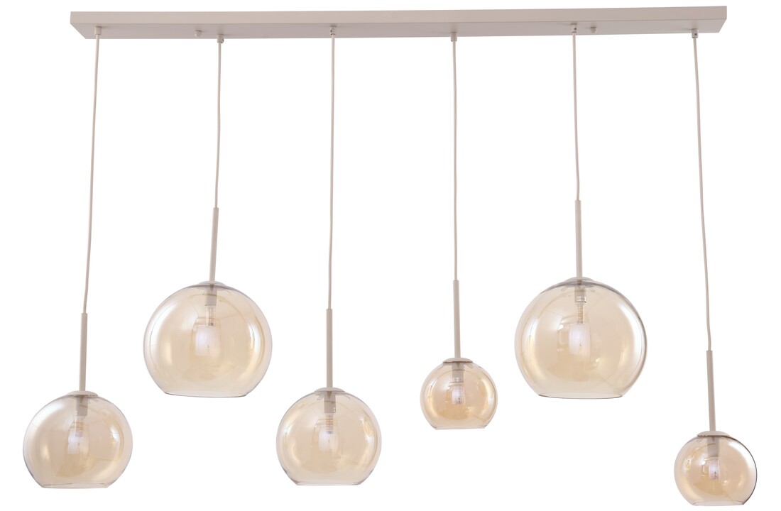Hanglamp Adele - Beige - 6 lichts - Rechthoekig