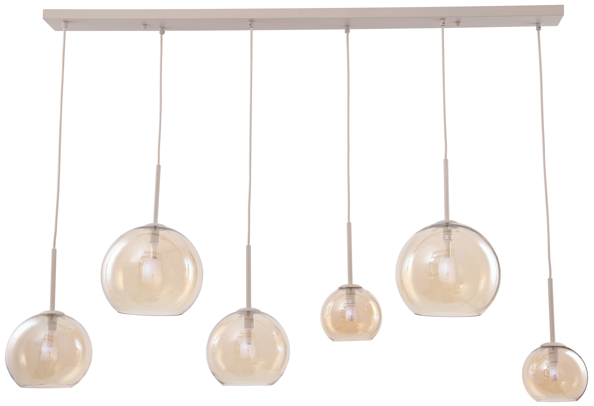 Hanglamp Adele - Beige - 6 lichts - Rechthoekig