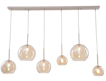 Hanglamp Adele - Beige - 6 lichts - Rechthoekig