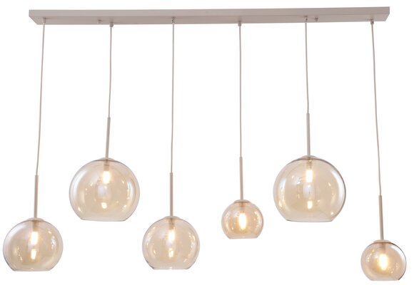 Hanglamp Adele  - Beige - 6 lichts - Rechthoekig