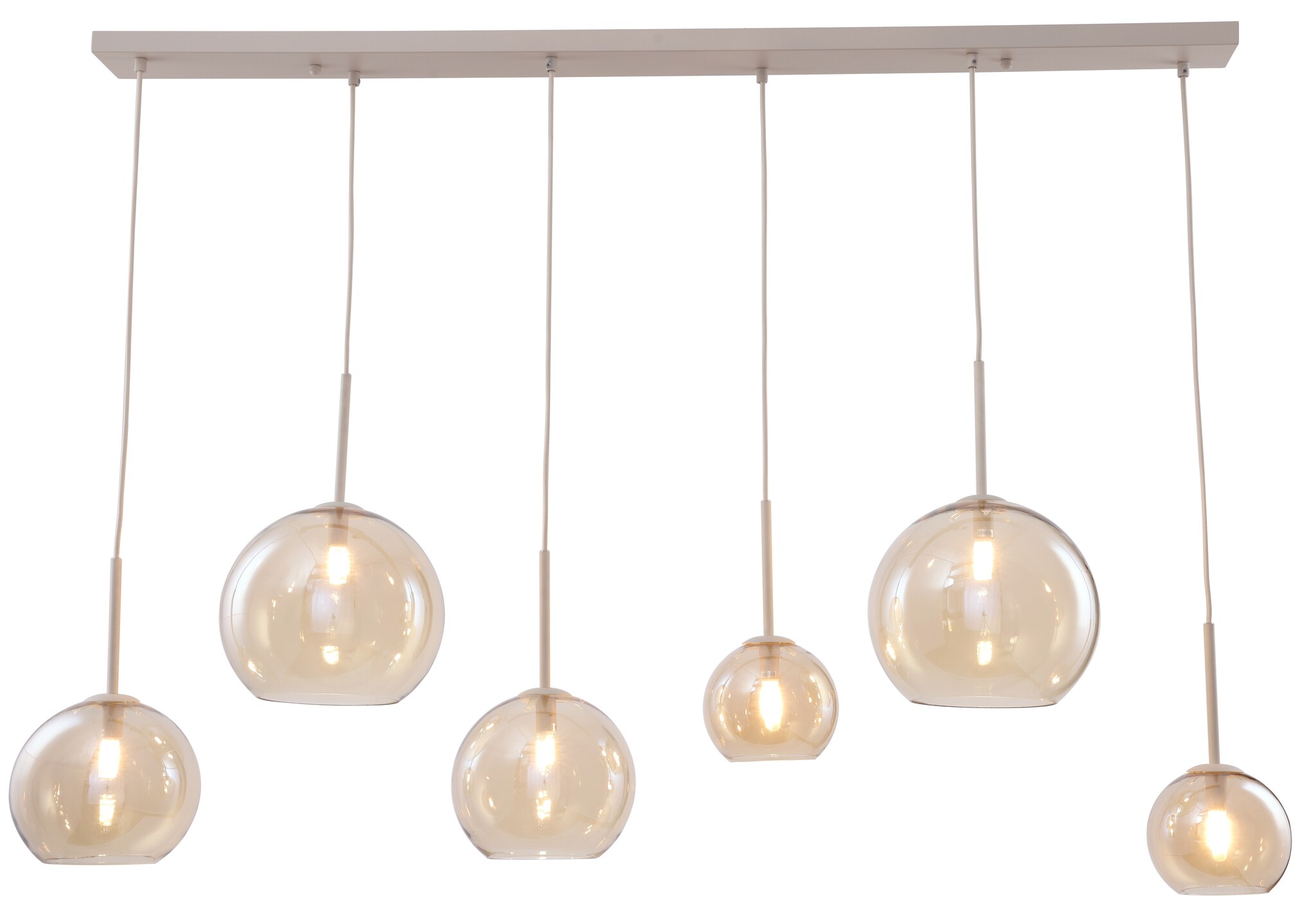 Hanglamp Adele - Beige - 6 lichts - Rechthoekig