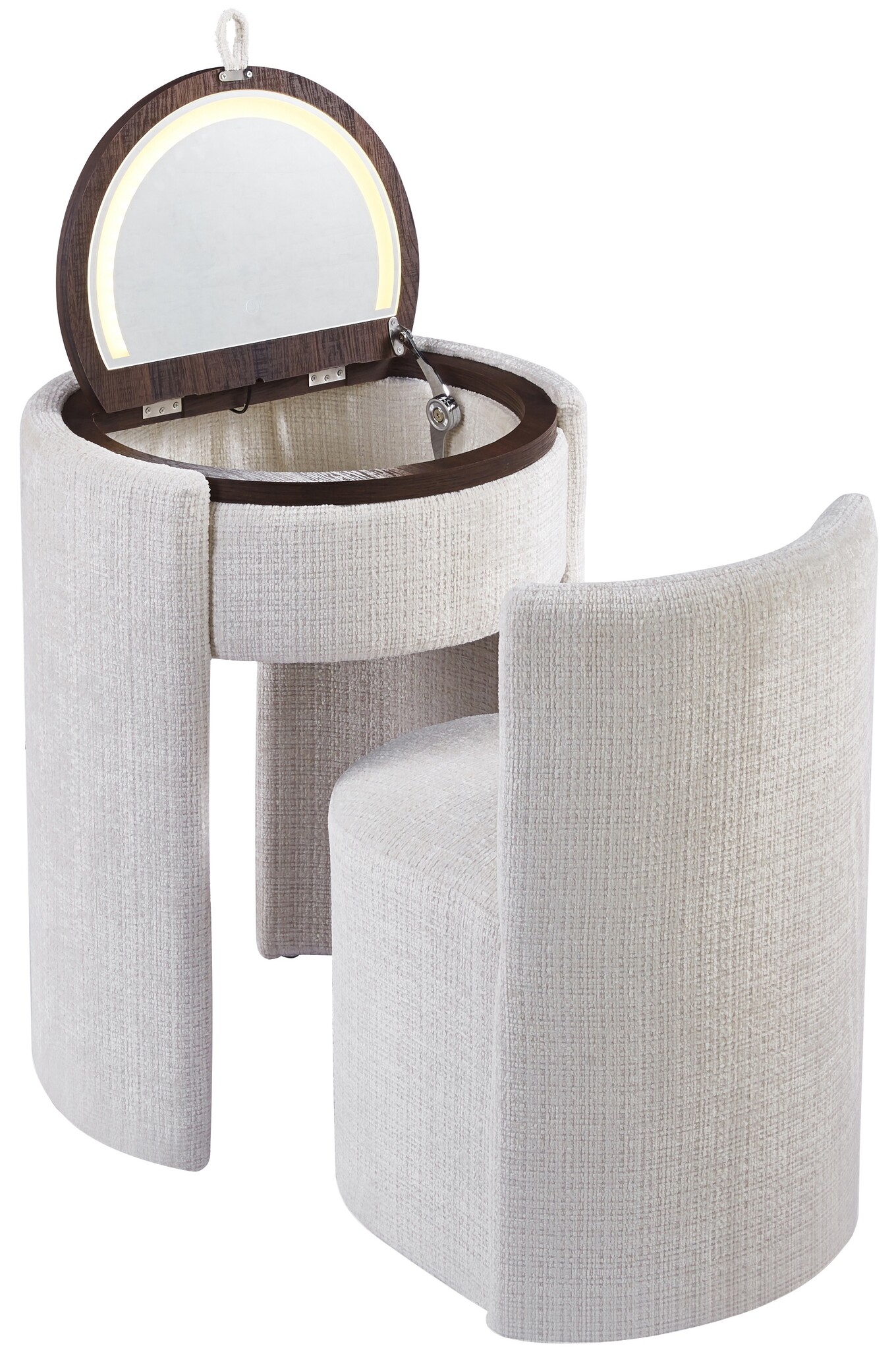 SOLÈNE Vanity - Make Up tafel - Incl. LED verlichting - White/Walnoot blad