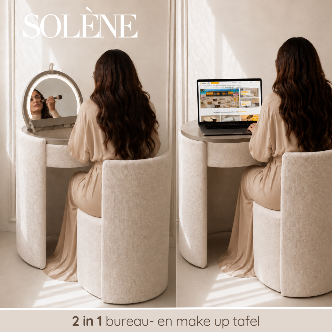 SOLÈNE Vanity - Make Up tafel - Incl. LED verlichting - Beige
