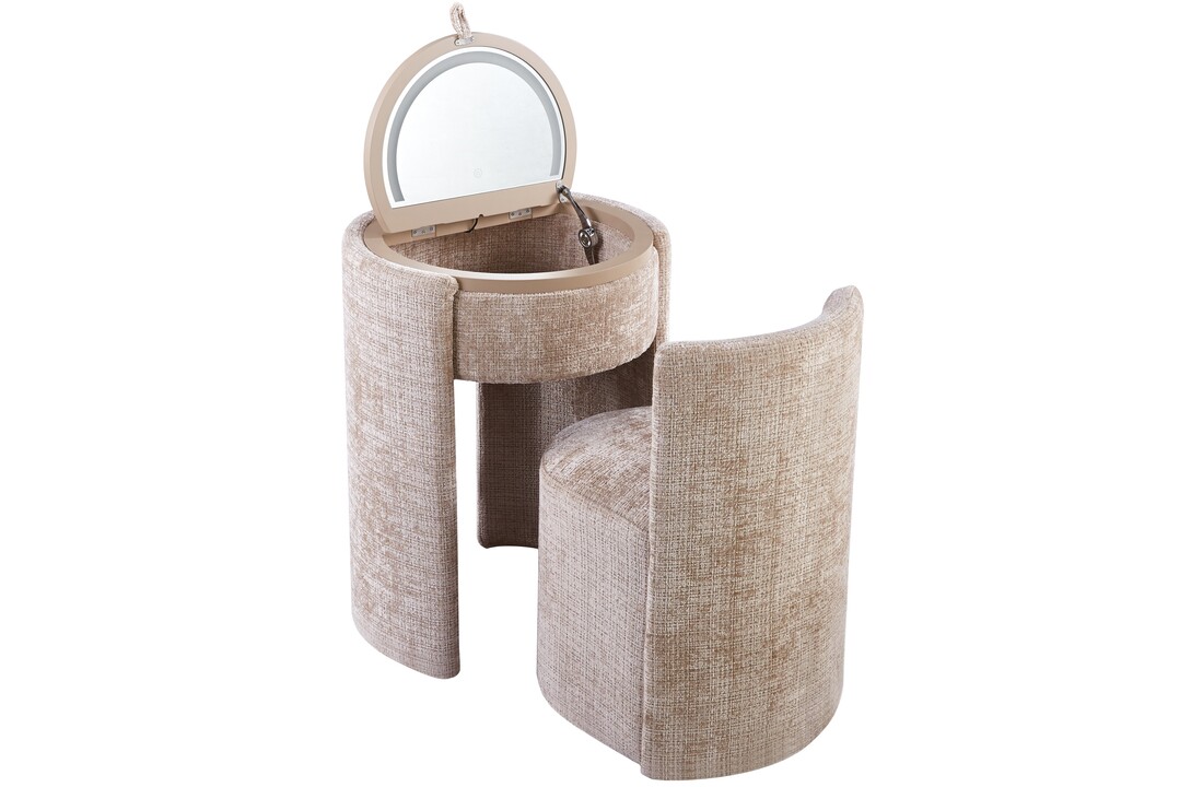 SOLÈNE Vanity - Make Up tafel - Incl. LED verlichting - Warm Beige