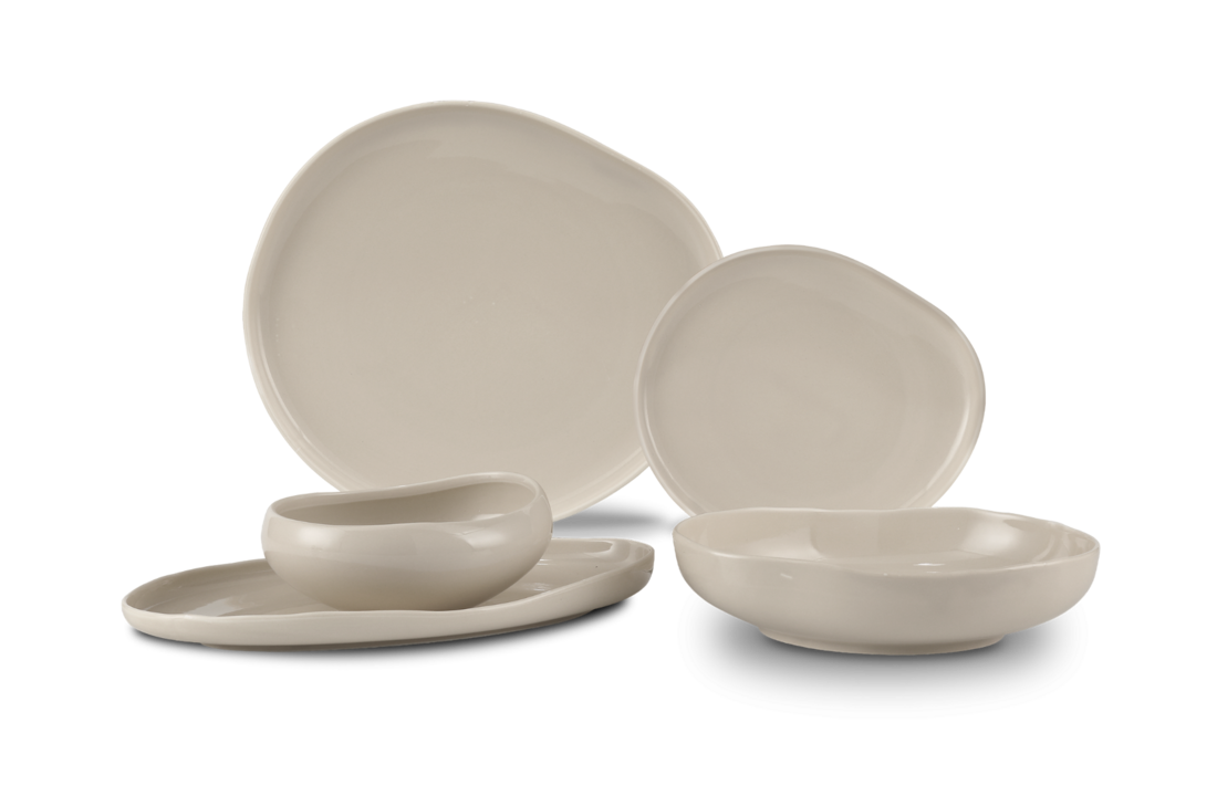 Bricard Barles Serviesset 25 delig - Porselein - Taupe - Organisch