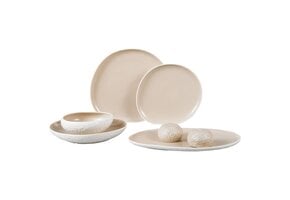Bricard Barles Stone Serviesset 27 delig - Porselein - Wit/Taupe - Organisch