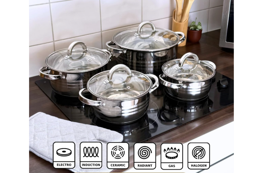 Bavary Pannenset 8 delig | 18/10 Stainless Steel