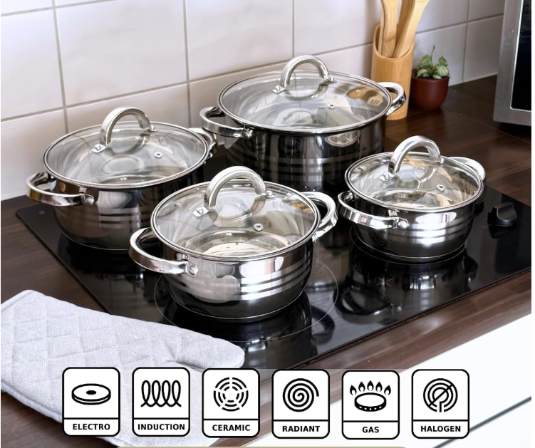 Bavary Pannenset 8 delig | 18/10 Stainless Steel