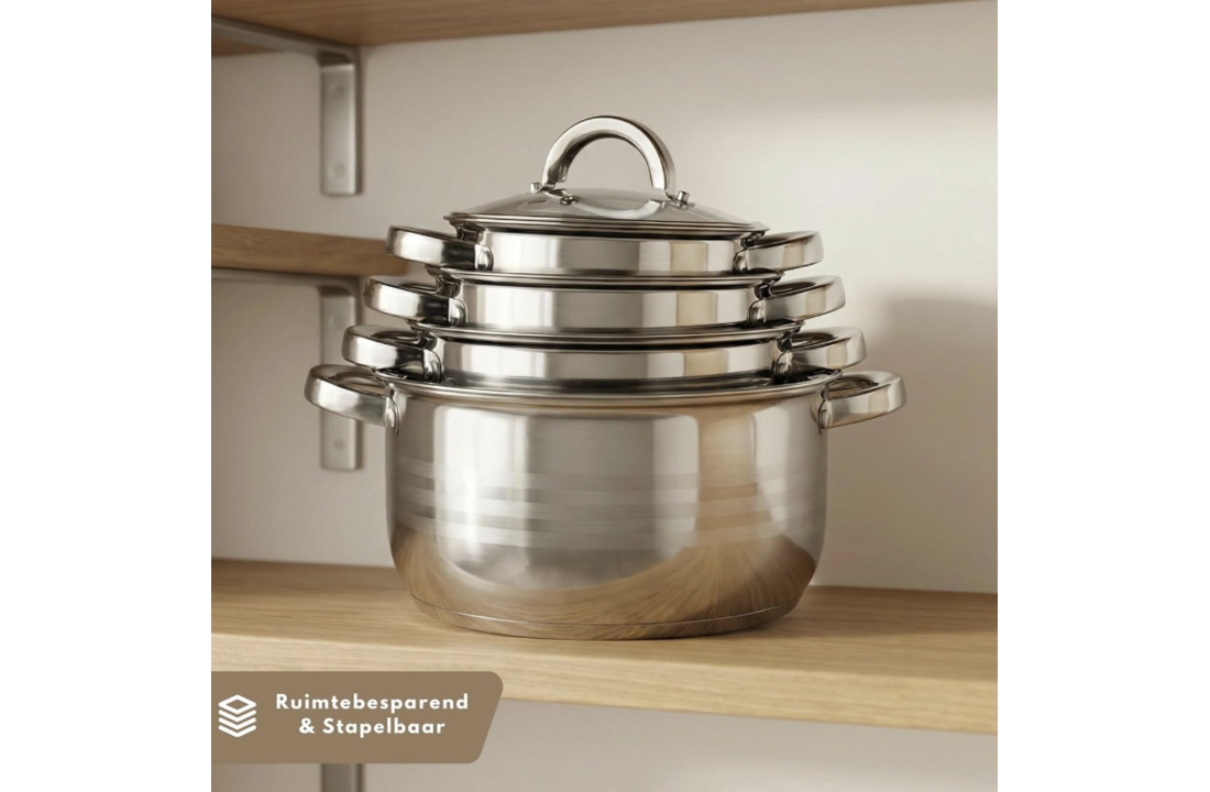 Bavary Pannenset 8 delig | 18/10 Stainless Steel