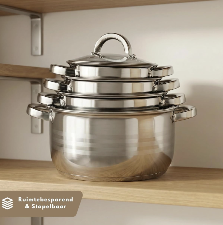 Bavary Pannenset 8 delig | 18/10 Stainless Steel