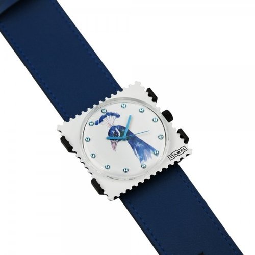 S.T.A.M.P.S Horlogeband Classic Leder Blauw S.T.A.M.P.S Horlogeband Classic Leder Blauw