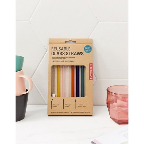 Kikkerland Glass straws with brush