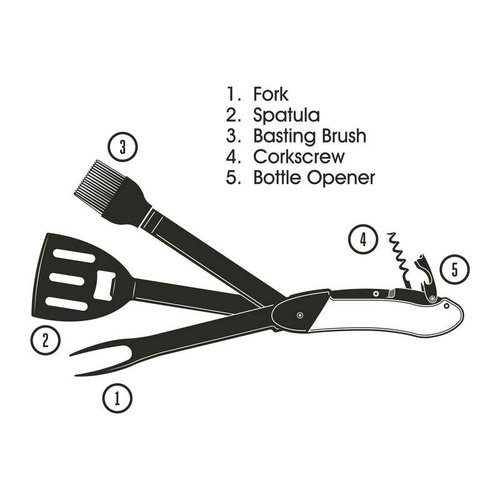 Gentlemen's Hardware BBQ Multi Tool König des Grills mit Holzgriffe & Edelstahl