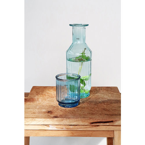 Cabanaz Faceta Decanter gerecycled glas blauw 1,1 Liter