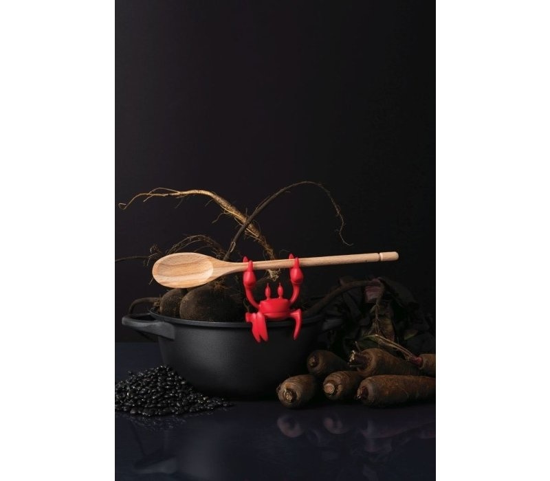 1pc Red Silicone Crab-shaped Spoon Holder, Creative Anti-slip