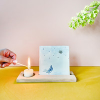 Wooden Tile and Candle Holder