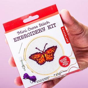 Kikkerland Mini Cross Stitch Embroidery Kit Butterfly