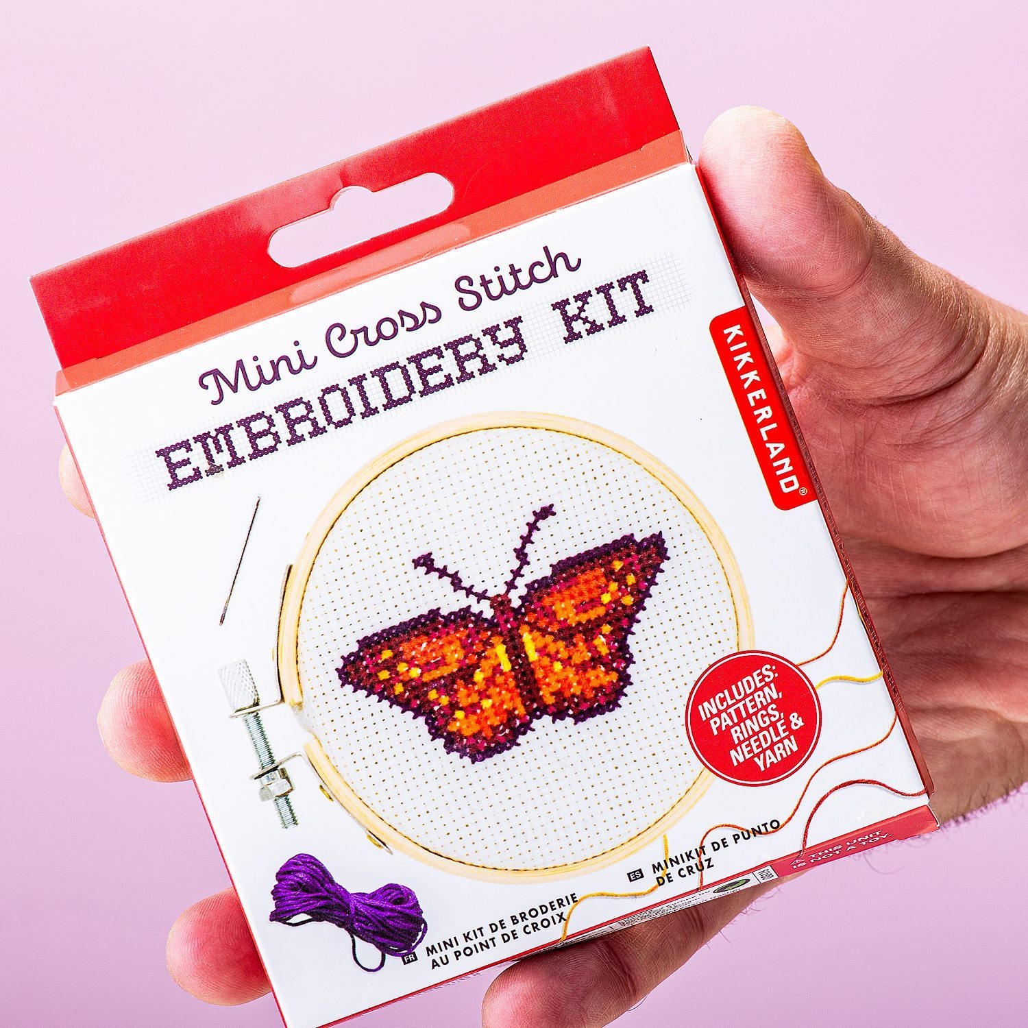 Kikkerland Mini Cross Stitch Embroidery Kit Butterfly Kado in Huis