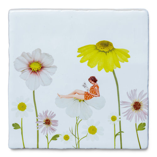 Storytiles Decorative Tile surrounded by flowers small