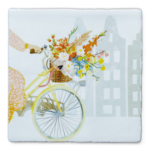 Storytiles Decorative Tile cheerfulness in a bicycle basket small