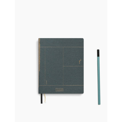 Tinne & Mia Notebook with linen cover A6 Forest green