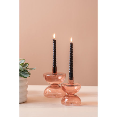 Present Time Glass candle holder Diabolo pink large
