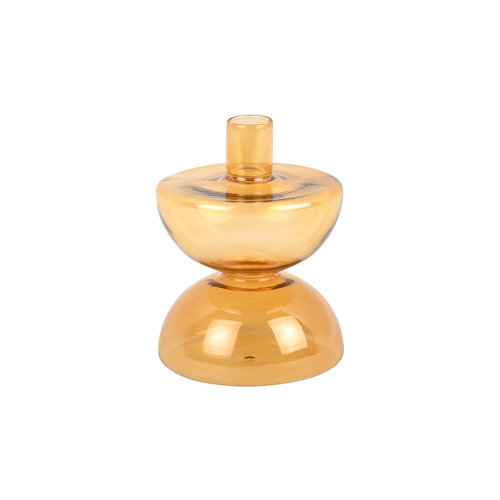 Present Time Glass candle holder Diabolo ochre yellow large