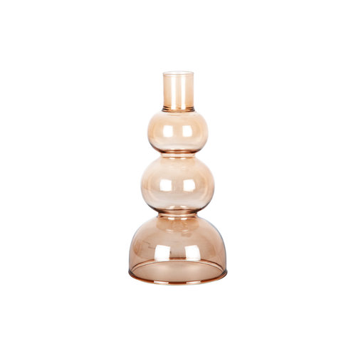 Present Time Glass candle holder Circles sand brown