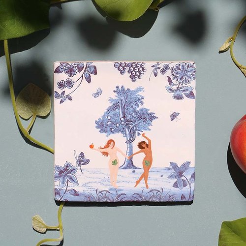 Storytiles Decorative Tile Eve & Eve in the garden of Eden small