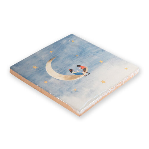 Storytiles Decorative Tile Little Friends on the moon Small
