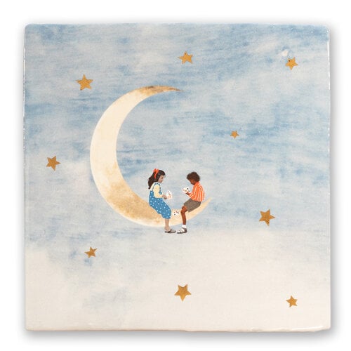 Storytiles Decorative Tile Little Friends on the moon Small