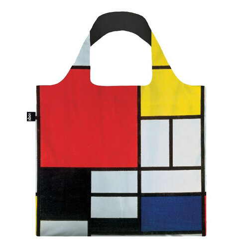 LOQI Shopper Mondriaan Komposition Rot, Gelb, Blau und Schwarz Recycled Bag