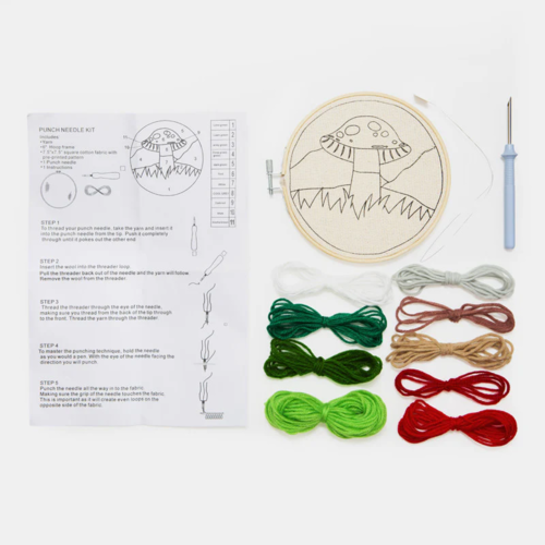 Kikkerland Mushroom Punch Needle Embroidery Set