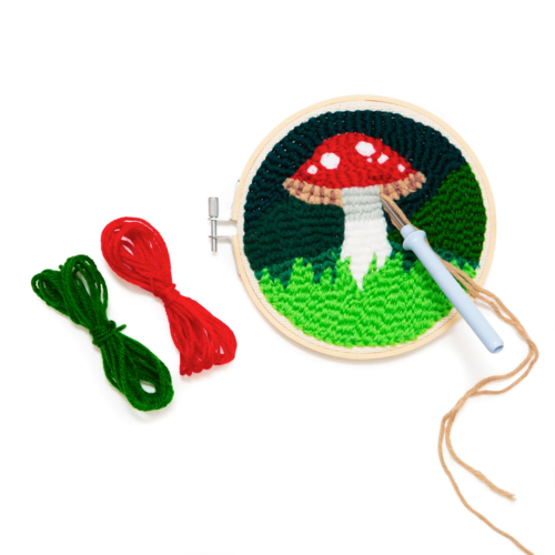 Kikkerland Mushroom Punch Needle Embroidery Set