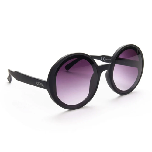 Okkia Sunglasses Round Glasses Black Monica