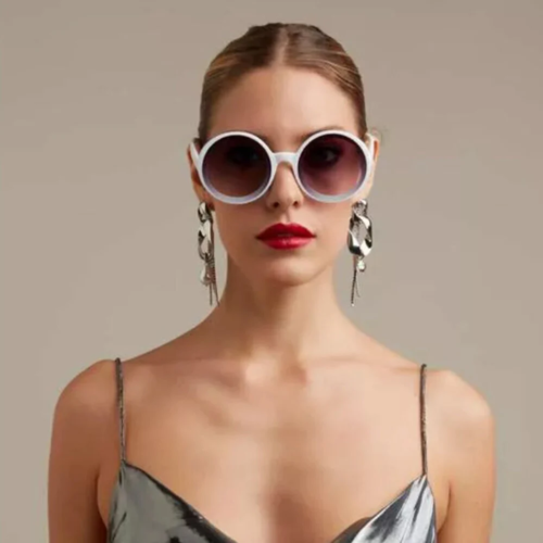 Okkia Sunglasses Round Glasses White Monica