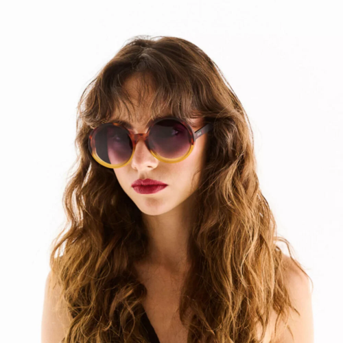 Okkia Sunglasses Round Glasses Havana Yellow Monica