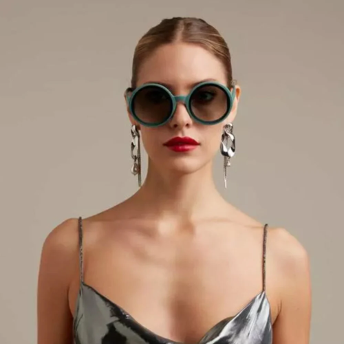 Okkia Sunglasses Round Glasses Green Sage Monica