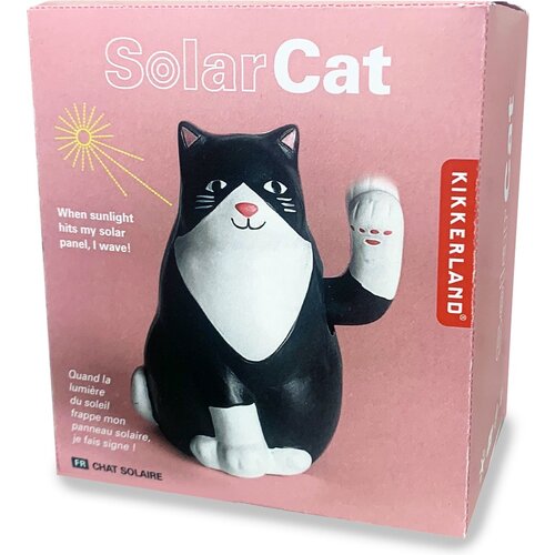 Kikkerland Solarkatze auf Solarenergie winkende Katze