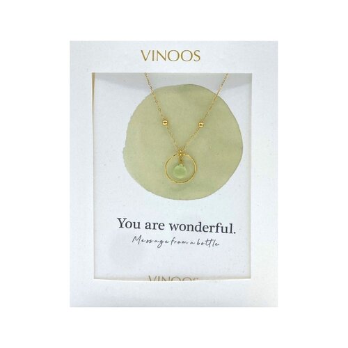 Vinoos by AMS Necklace Glass Circle Light Green You Are Wonderful