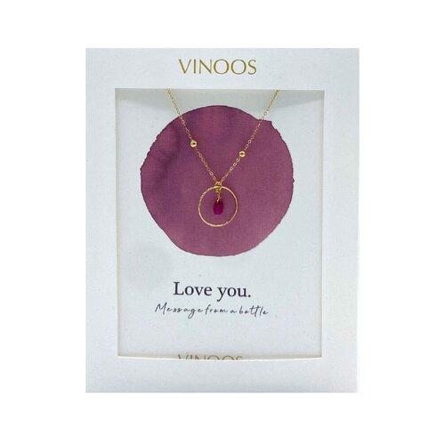 Vinoos by AMS Necklace Glass Circle Deep Red Love You